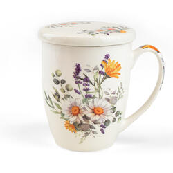Cup with Strainer & Lid – Daisies