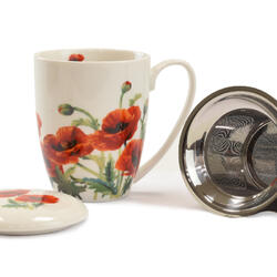 Cup with Strainer & Lid – Poppies