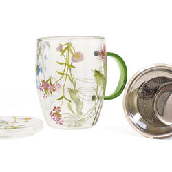 Double Wall Glass Cup + Stainless Steel Strainer
